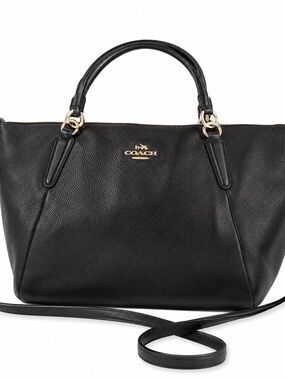 Coach Black Leather Satchel Crossbody Handbag Gold Hardware Shoulder Bag